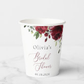 Bourgogne Flowers, Red Flowers, Boho, Vrijgezellen Papieren Bekers (Achterkant)