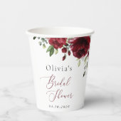 Bourgogne Flowers, Red Flowers, Boho, Vrijgezellen Papieren Bekers (Voorkant)