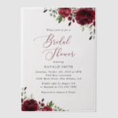 Bourgogne Flowers, Red Flowers, Boho, Vrijgezellen Vellum Uitnodigingen (Voorkant)