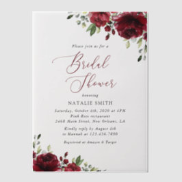 Bourgogne Flowers, Red Flowers, Boho, Vrijgezellen Vellum Uitnodigingen