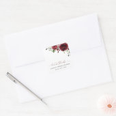 Bourgogne Flowers, Red Flowers, Boho, Vrijgezellen Vierkante Sticker (Envelop)