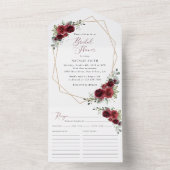 Bourgogne Flowers, Red Flowers, Vrijgezellenfeest All In One Uitnodiging (Binnen)