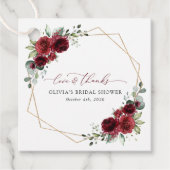 Bourgogne Flowers, Red Flowers, Vrijgezellenfeest Bedankjes Labels (Voorkant)