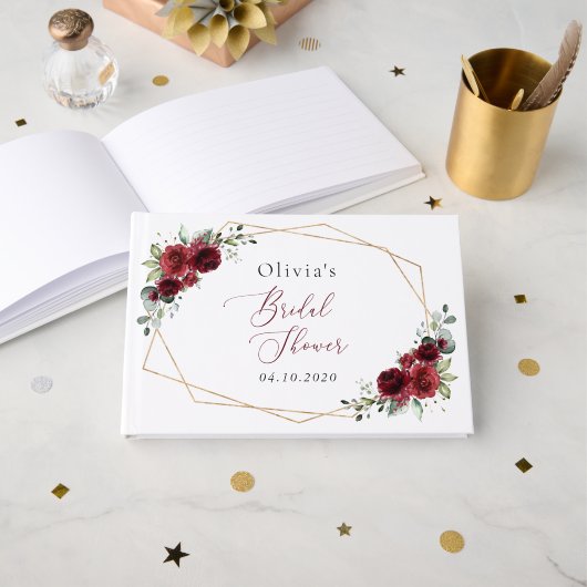 Bourgogne Flowers, Red Flowers, Vrijgezellenfeest Gastenboek (Voorkant open)