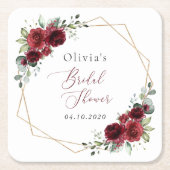 Bourgogne Flowers, Red Flowers, Vrijgezellenfeest Kartonnen Onderzetters (Voorkant)