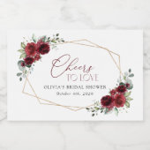 Bourgogne Flowers, Red Flowers, Vrijgezellenfeest Sparkling Wijnetiket (Enkel label)