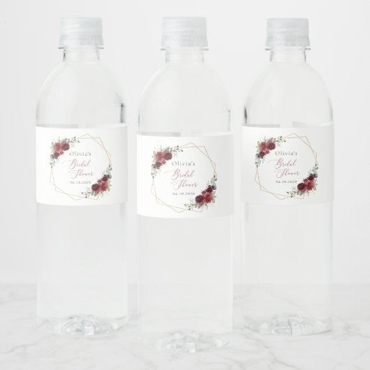 Bourgogne Flowers, Red Flowers, Vrijgezellenfeest Waterfles Etiket (Flessen)