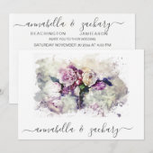 *~* Bourgogne Flowers RSVP QR AR26 Floral WEDDING Kaart (Voorkant / Achterkant)