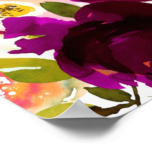 Bourgogne Flowers Wedding Seating Chart 12 Table Poster (Hoek)