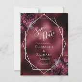 Bourgogne Folie Bloemen Zilveren Huwelijk Save the Magnetische Uitnodiging (Voorkant)