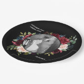 Bourgogne foto Bloemen Elegante bruiloft Papieren Bordje (Gekanteld)