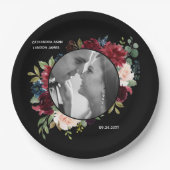 Bourgogne foto Bloemen Elegante bruiloft Papieren Bordje (Voorkant)