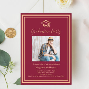 Bourgogne foto pet Graduation Party Kaart