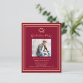 Bourgogne foto pet Graduation Party uitnodiging (Staand voorkant)