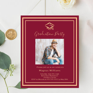 Bourgogne foto pet Graduation Party uitnodiging