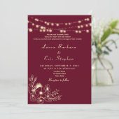 Bourgogne Foto QR Code Huwelijksuitnodiging Kaart (Staand voorkant)