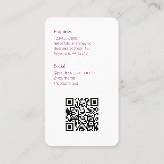 Bourgogne Foto Sociale QR Code Visitekaartje (Achterkant)