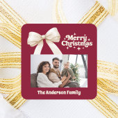 Bourgogne fotocrème boog retro Kerstmis Vierkante Sticker