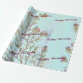 Bourgogne Framboos Waterverf Floral Gift-Wrap Cadeaupapier (Uitgerold)