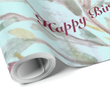 Bourgogne Framboos Waterverf Floral Gift-Wrap