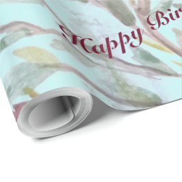 Bourgogne Framboos Waterverf Floral Gift-Wrap Cadeaupapier