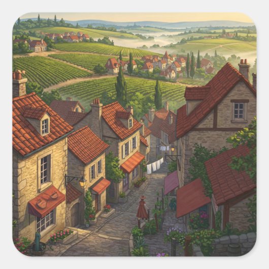 Bourgogne Frankrijk Reizen Vierkante Sticker (Voorkant)