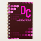 Bourgogne Funky Roze Stippen Monogram Planner (Voorkant)