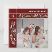 Bourgogne gebladerte Garland Fotobericht Feestdagenkaart (Voorkant)