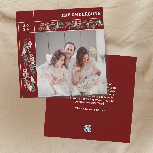 Bourgogne gebladerte Garland Fotobericht Feestdagenkaart