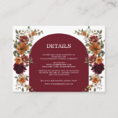 Bourgogne gebrande Sinaasappel Roest Bloemen Trouw Informatiekaartje (Voorkant)