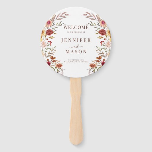 Bourgogne gedroogde bloem krans val bruiloft progr handwaaier (Voorkant)