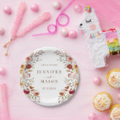 Bourgogne Gedroogde Bloemkrans Herfst Bruiloft in  Papieren Bordje (Feest)