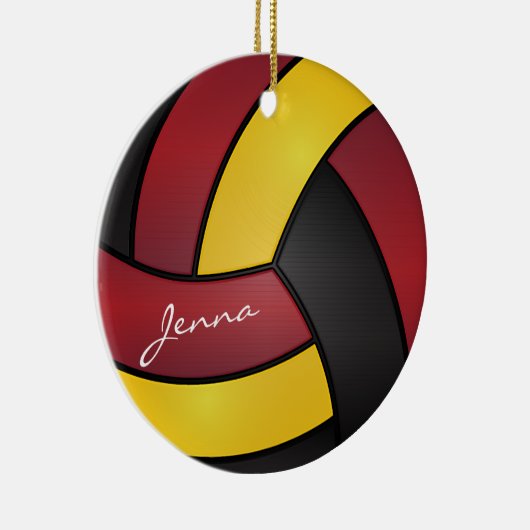 Bourgogne, geel en zwart Volleybal 2 | DIY-naam Keramisch Ornament (Rechts)