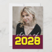 Bourgogne & geel krijtbord Filmstrip Afstuderen Kaart (Achterkant)