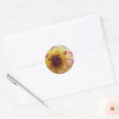 Bourgogne, Geel & Wit Dahlia Ronde Sticker (Envelop)