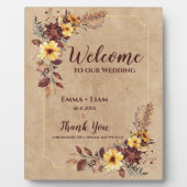 Bourgogne gele bloem Welkom op onze bruiloft Fotoplaat (Voorkant)