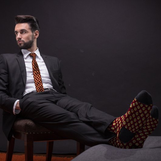 Bourgogne & Gele Ethereum Crypto Munt Stropdas