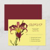 Bourgogne Gele Spin Dagelijks Bloem Bruiloft RSVP (Voorkant / Achterkant)