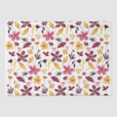 Bourgogne Gele Waterverf Wildflowers Pattern Tissuepapier (Voorkant)