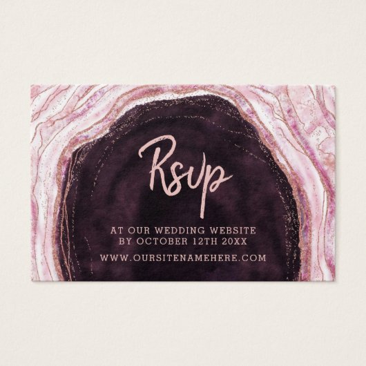 Bourgogne Geode Agate Website RSVP Plaats Kaarten Visitekaartje (Voorkant)