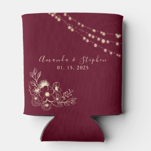 Bourgogne gepersonaliseerde bruiloft Koelbox Blikjeskoeler (Achterkant)