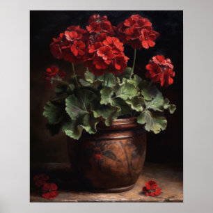 Bourgogne Geranium Bloemen Art Print Poster
