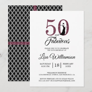 Bourgogne Glitter 50 Fabulous 50e Verjaardagsfeest Kaart