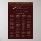 Bourgogne Glitter Alfabetical Seat Chart Poster (Voorkant)