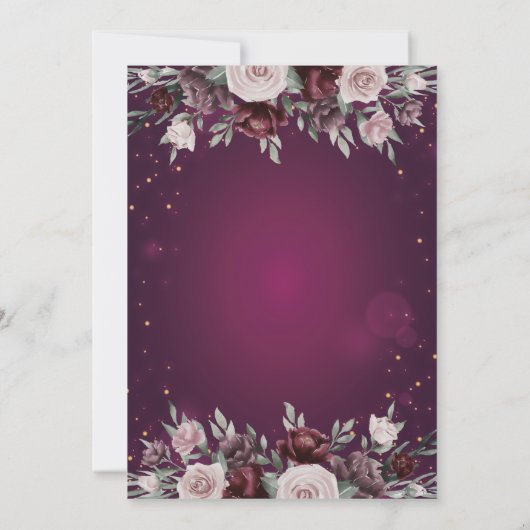 Bourgogne Glitter Ballonnen Bloemen 35e Verjaardag Kaart (Achterkant)