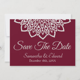 Bourgogne Glitter Silver Elegant Save the Date Kaa