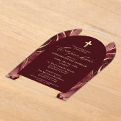 Bourgogne Gold Agaat Bevestiging Modern Elegant Acryl Uitnodigingen (Laagn)