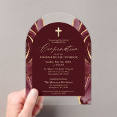 Bourgogne Gold Agaat Bevestiging Modern Elegant Acryl Uitnodigingen (Insitu (Draagbaar))