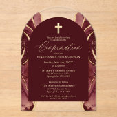 Bourgogne Gold Agaat Bevestiging Modern Elegant Acryl Uitnodigingen (Voorkant)