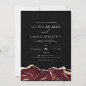 Bourgogne Gold Agaat Elegant Modern Wedding Kaart (Voorkant)